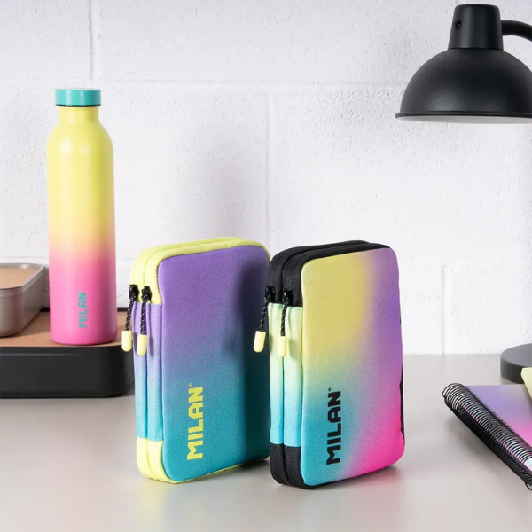 Plumier 2 Pisos con Contenido Sunset Milan Vista lateral plumier escolar 19,8 cm