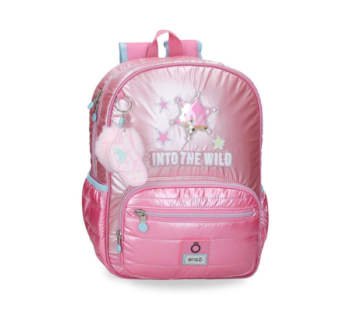 mochila juvenil 38cm into the wild enso rosa metalizado frontal