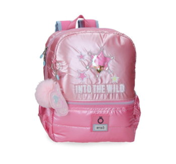 mochila escolar 33cm into the wild enso rosa metalizado frontal