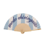 Abanico Modo Chiringuito con rayas azules y beige abierto