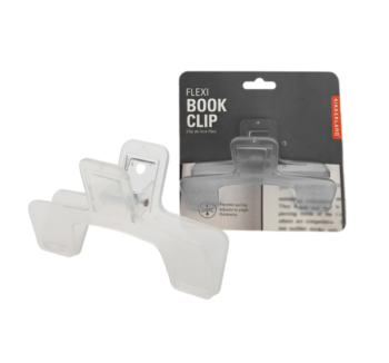 Pinza para Libros Transparente Kikkerland sujetando páginas