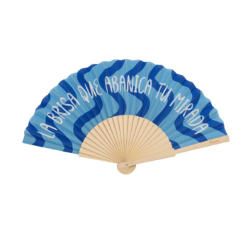 Abanico La Brisa que Abanica Tu Mirada con estampado de olas azules