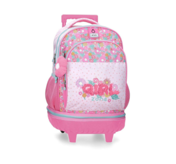 Mochila con Ruedas Desmontable Girl Zone Enso rosa con estampado floral