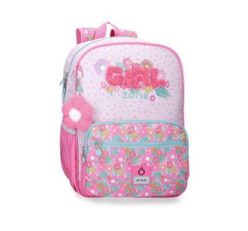 Mochila Juvenil Adaptable a Carro 38cm Girl Zone Enso rosa con estampado floral