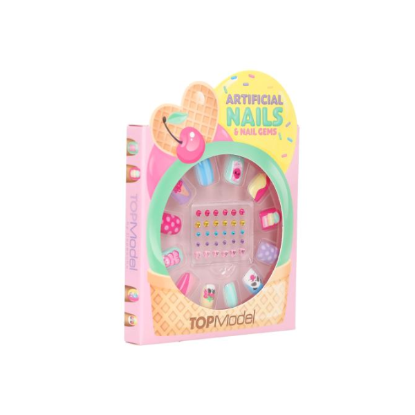 Set de Uñas Postizas y Brillos Candy Glam de TopModel - Librería Campoamor Uñas autoadhesivas TopModel con decoraciones