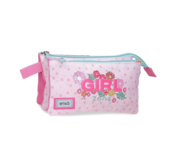 Estuche Triple Girl Zone Enso rosa con estampado floral