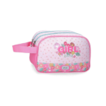 Neceser Doble Girl Zone Enso rosa con estampado floral