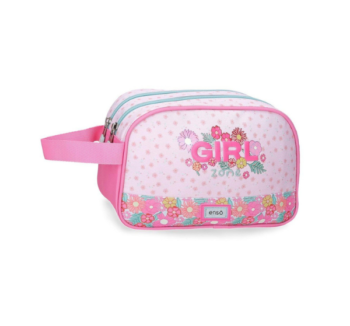 Neceser Doble Girl Zone Enso rosa con estampado floral