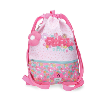 Bolsa de Saco con Cremallera Girl Zone Enso rosa con estampado floral