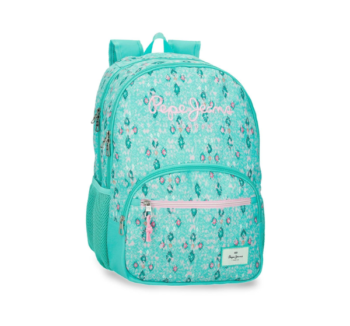 Mochila Adaptable a Carro 44cm Sun Turquesa Verde Pepe Jeans frontal