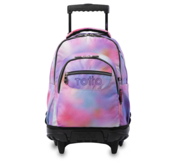 Mochila Escolar con Degradado Glitter Lila Totto vista frontal brillante