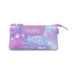 Estuche Escolar Triple Corazones Lila Totto diseño morado corazones