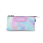 Estuche Escolar Triple Cuadros Glitter Totto vista frontal