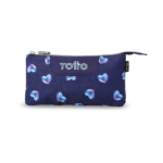 Estuche Escolar Triple Corazones Azul Totto vista frontal