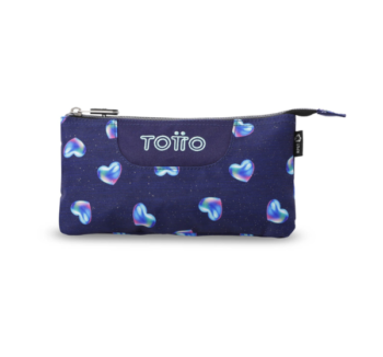 Producto: Estuche Escolar Triple Corazones Azul Totto vista frontal