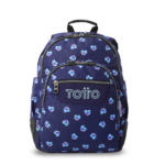 Mochila Escolar Juvenil Corazones Azul Totto vista frontal