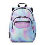 Mochila Escolar Juvenil Cuadros Glitter Totto vista frontal