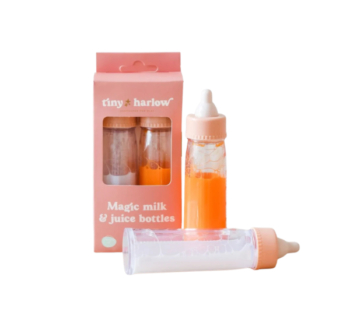 Dúo de Biberones Mágicos Leche y Zumo de Frutas para Muñecos