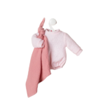Vestido para Matti Conjunto Pelele Punto Rosa con Mantita Gasa muñeco 40 cm