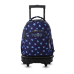 Mochila escolar con ruedas desmontable corazones azul Totto