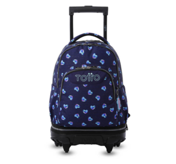 Producto: Mochila escolar con ruedas desmontable corazones azul Totto