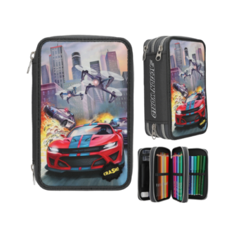 Estuche Triple con LED Dron Action World escolar completo