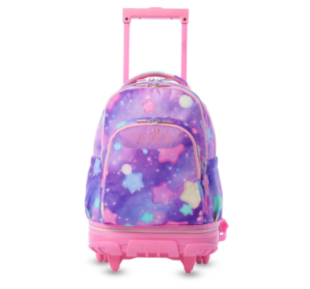 Producto: Mochila escolar con ruedas estrellas purpurina Totto