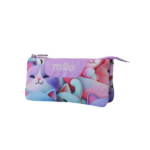 Estuche escolar triple Gatos Kawaii Totto con diseño de gatitos
