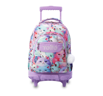 Mochila escolar con ruedas Gatos Kawaii Totto diseño adorable