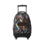 Mochila escolar con ruedas Coches Totto vista frontal con diseño de coches