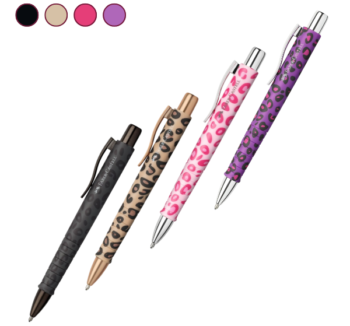 Producto: Bolígrafo Poly Ball Leo Urban Jungle Faber Castell estampado leopardo en 4 modelos diferentes