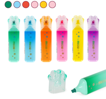 Subrayador Meow de Legami en los 6 colores