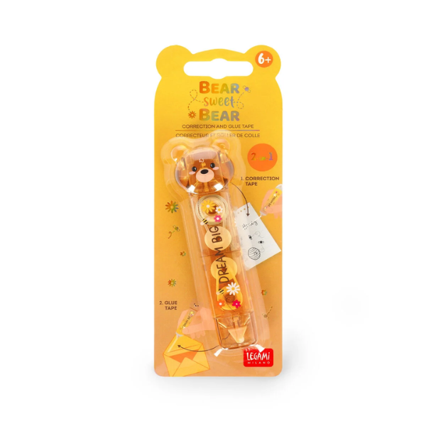 Cinta Correctora y Pegamento 2 en 1 Teddy Bear Legami - Librería Campoamor Corrector kawaii Teddy Bear