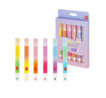 Set 6 subrayadores Doble Punta Meow Multicolor Neón y Pastel Legami