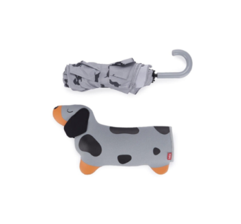 Paraguas Plegable Teckel Gris con Funda