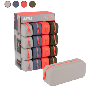 Estuche de Silicona APLI Orange Neon Collection con cremallera naranja neón.
