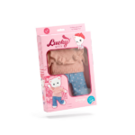 Conjunto de Ropa para Peluche Lucky Kitty Corazones de Mezclilla