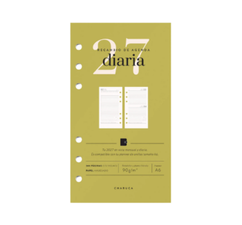 Producto: Recambio Agenda Vista Diaria 2027 A6 Charuca